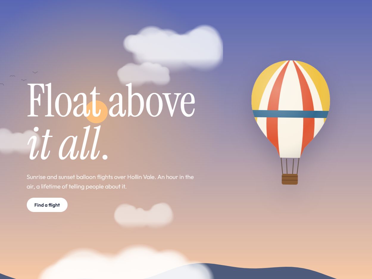 Balloon flights website design
